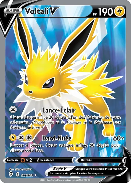 Voltali V, carte Pokémon EVS 177 — extension Évolution Céleste