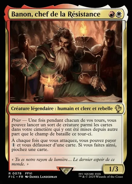 Banon, chef de la Résistance, carte Magic FIC 78 — extension Final Fantasy Commander