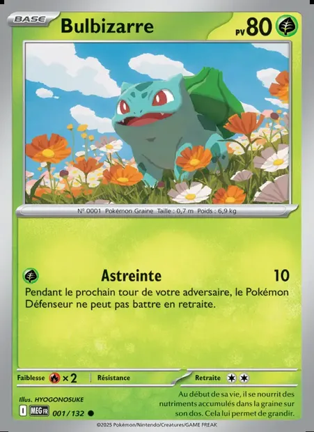 Bulbizarre, carte Pokémon MEG 001 — extension Méga-Évolution