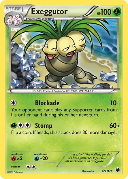 Exeggutor, Pokémon card PLF 5 — Plasma Freeze set