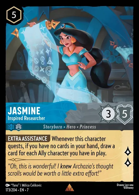 Jasmine - Inspired Researcher, Disney Lorcana card CH7-173 — Archazia's Island set