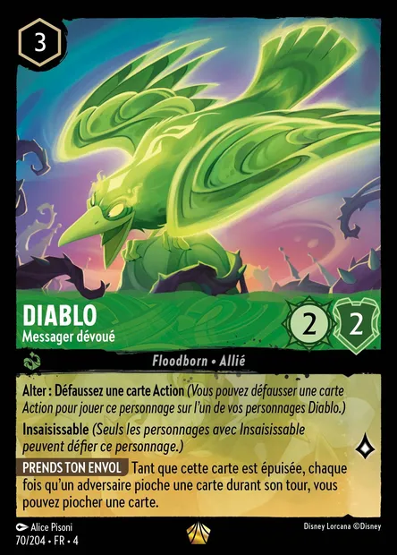 Diablo - Messager dévoué, carte Disney Lorcana CH4-070 — extension Le Retour d'Ursula