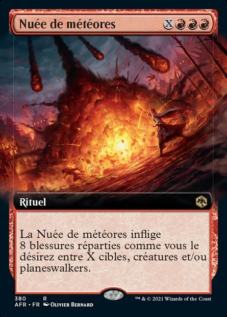 Nuée de météores, carte Magic AFR 380 — extension Forgotten Realms: Aventures dans les Royaumes Oubliés