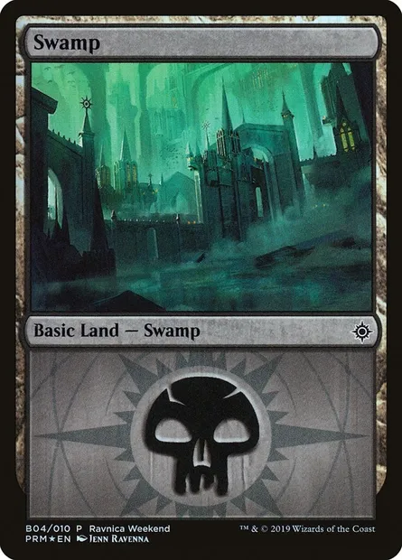 Swamp, Magic card PRW2 B04 — RNA Ravnica Weekend set