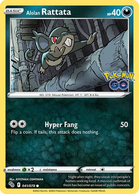 Alolan Rattata, Pokémon card PGO 041 — Pokémon GO set