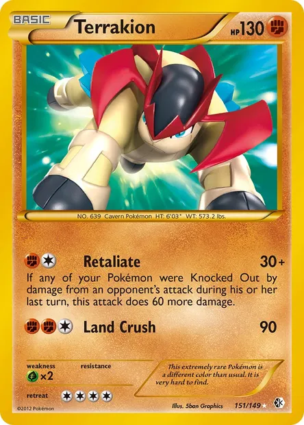 Terrakion, Pokémon card BCR 151 — Boundaries Crossed set