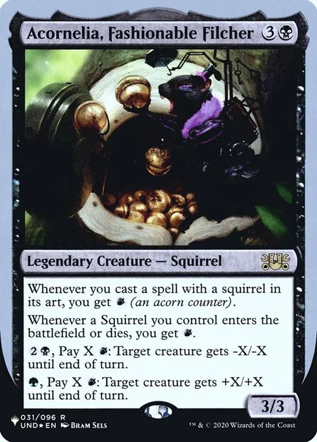 Acornelia, Fashionable Filcher, Magic card ULST 18 — The List (Unfinity Foil Edition) set