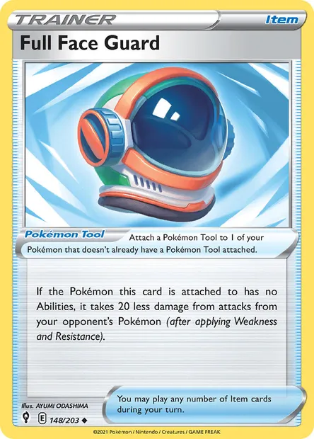 Full Face Guard, Pokémon card EVS 148 — Evolving Skies set