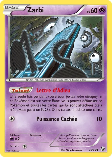 Zarbi, carte Pokémon AOR 30 — extension Origines Antiques