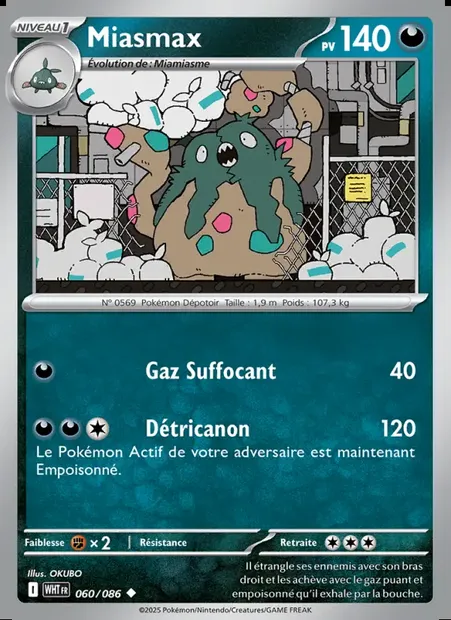 Miasmax, carte Pokémon WHT 060 — extension Flamme Blanche