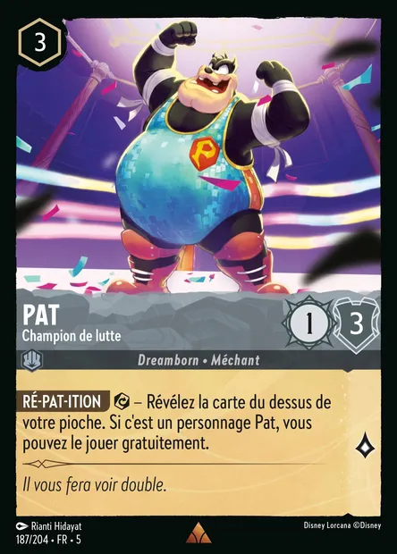 Pat - Champion de lutte, carte Disney Lorcana CH5-187 — extension Ciel Scintillant