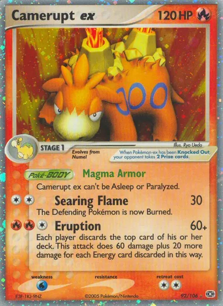 Camerupt ex, Pokémon card EM 92 — Emerald set