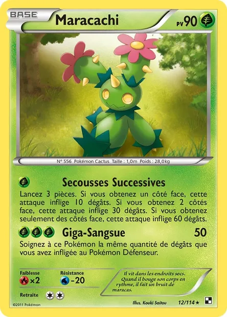 Maracachi, carte Pokémon BLW 12 — extension Noir & Blanc