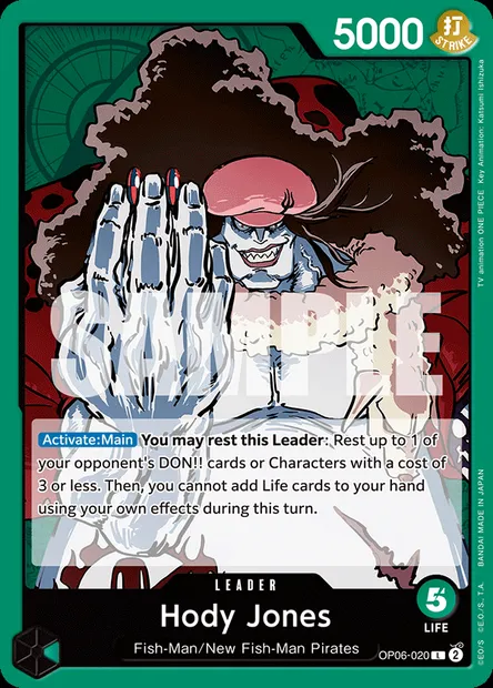 Hody Jones, One Piece card OP06-020 — WINGS OF THE CAPTAIN set
