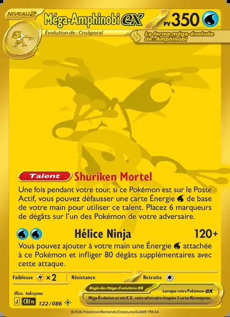 Méga-Amphinobi-ex, carte Pokémon CRI 122 — extension Chaos Ascendant