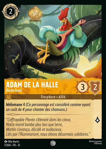 Adam de la Halle - Barde loyal, carte Disney Lorcana CH12-007 — extension Contrées Inconnues