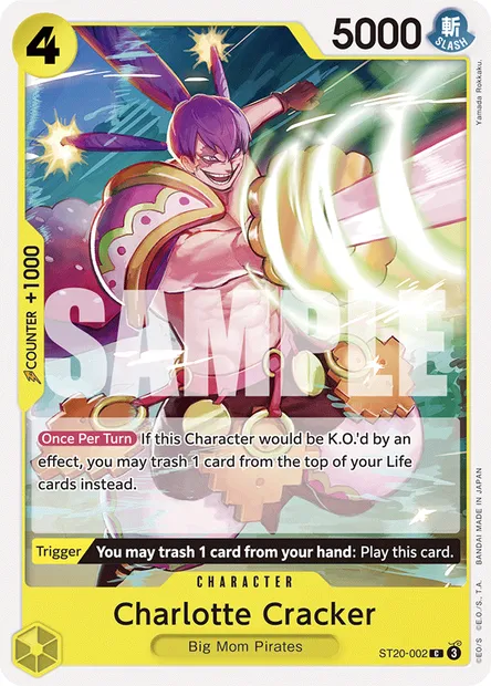 Charlotte Cracker, One Piece card ST20-002 — Yellow Charlotte Katakuri set