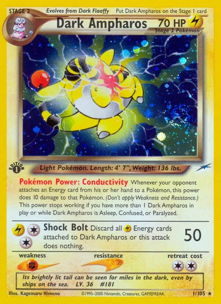Dark Ampharos, Pokémon card NDE 1 — Neo Destiny set