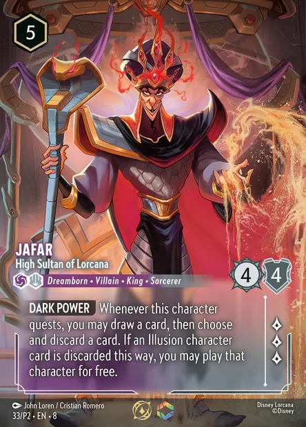 Jafar - High Sultan of Lorcana, Disney Lorcana card P2-033 — P2 set