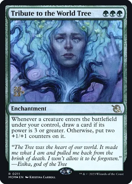 Tribut à l'Arbre-monde, carte Magic PMOM 211s — extension March of the Machine Promos