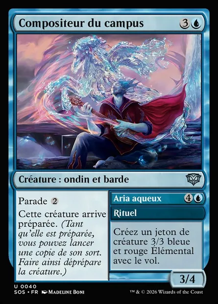 Compositeur du campus // Aqueous Aria, carte Magic SOS 40 — extension Secrets of Strixhaven