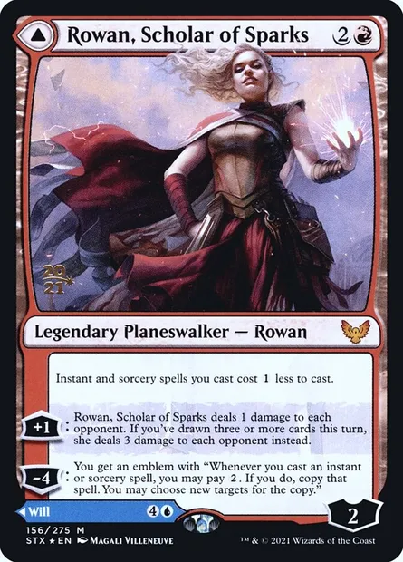 Rowan, Scholar of Sparks // Will, Scholar of Frost, Magic card PSTX 156s — Strixhaven: School of Mages Promos set