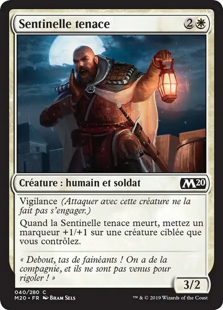 Sentinelle tenace, carte Magic M20 40 — extension Core Set 2020