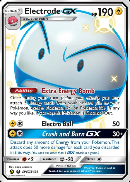 Électrode-GX, carte Pokémon SMA SV57 — extension Destinées Occultes Coffre Étincelant