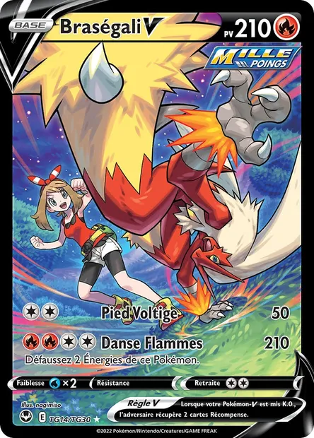 Braségali V, carte Pokémon SIT TG14 — extension Tempête Argentée
