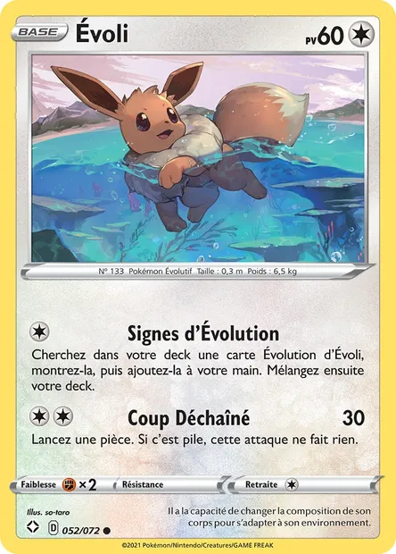 Évoli, carte Pokémon SHF 52 — extension Destinées Radieuses