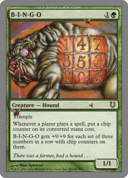 B-I-N-G-O, carte Magic UNH 92 — extension Unhinged