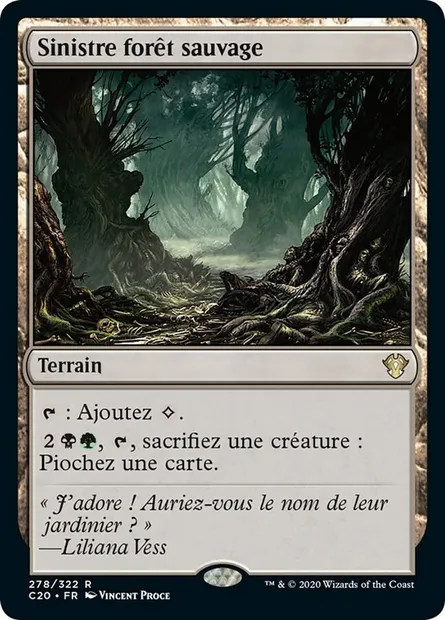 Sinistre forêt sauvage, carte Magic C20 278 — extension Commander 2020