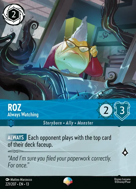 Roz - Always Watching, Disney Lorcana card CH13-221 — Attack of the Vine! set