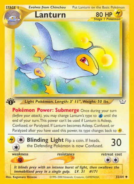 Lanturn, Pokémon card NR 32 — Neo Revelation set
