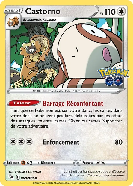 Castorno, carte Pokémon PGO 060 — extension Pokémon GO