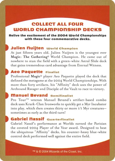 2004 World Championships Ad, carte Magic WC04 0 — extension World Championship Decks 2004