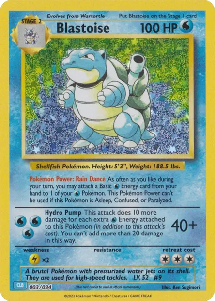 Blastoise, Pokémon card CLB 003 — Pokémon TCG Classic: Blastoise & Suicune ex Deck set
