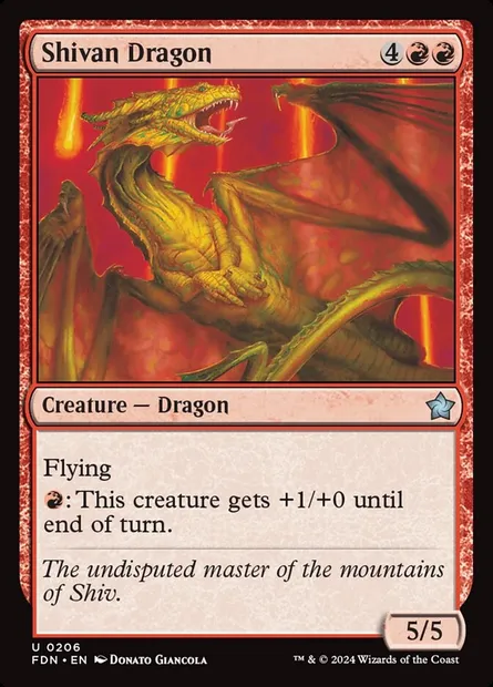 Shivan Dragon, Magic card FDN 206 — Foundations set