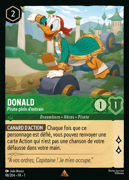 Donald - Pirate plein d'entrain, carte Disney Lorcana CH7-098 — extension L'île d'Archazia