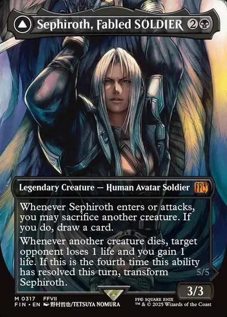 Sephiroth, Fabled SOLDIER // Sephiroth, One-Winged Angel, Magic card FIN 317 — Final Fantasy set