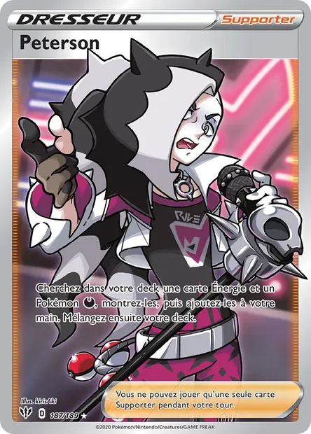 Peterson, carte Pokémon DAA 187 — extension Ténèbres Embrasées