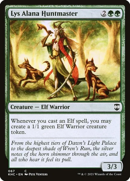 Lys Alana Huntmaster, Magic card KHC 67 — Kaldheim Commander set