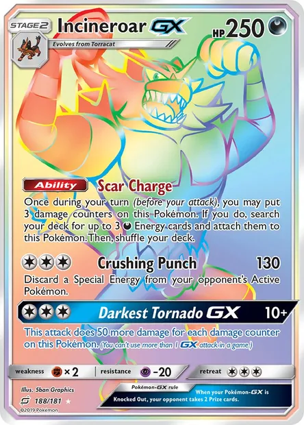 Incineroar GX, Pokémon card TEU 188 — Team Up set
