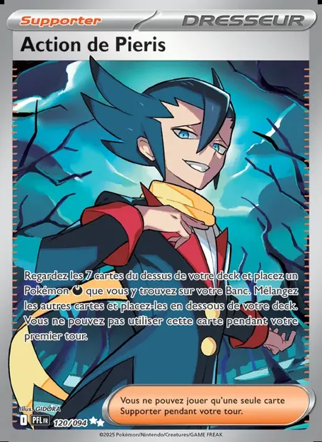 Action de Pieris, carte Pokémon PFL 120 — extension Flammes Fantasmagoriques