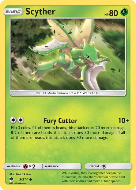 Scyther, Pokémon card LOT 3 — Lost Thunder set