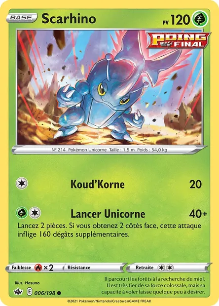 Scarhino, carte Pokémon CRE 6 — extension Règne de Glace