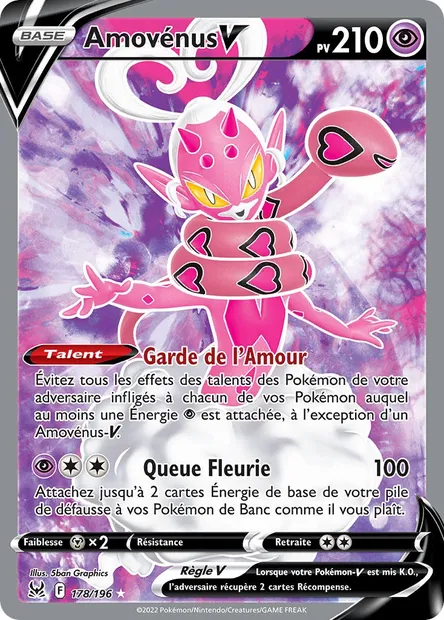 Amovénus V, carte Pokémon LOR 178 — extension Origine Perdue