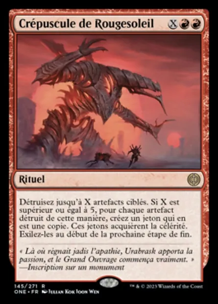 Crépuscule de Rougesoleil, carte Magic ONE 145 — extension Tous Phyrexians