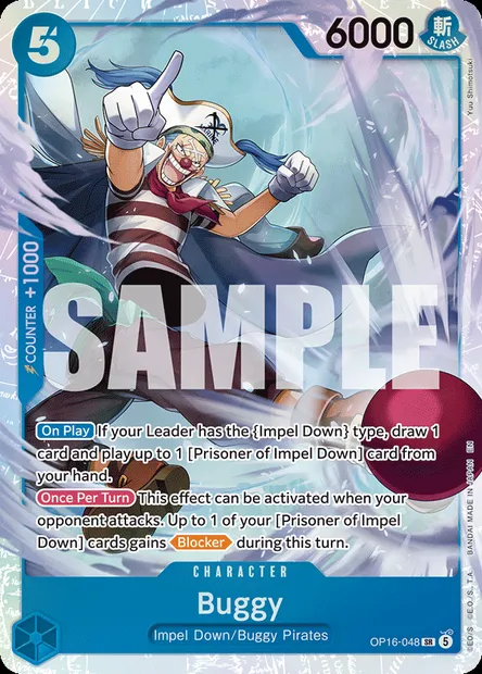 Buggy, One Piece card OP16-048 — THE TIME OF BATTLE set