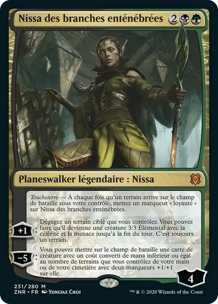 Nissa des branches enténébrées, carte Magic ZNR 231 — extension Renaissance de Zendikar